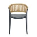 Donna Πολυθρόνα Στοιβαζόμενη, pp-uv Ανθρακί, Rope Wicker Φυσικό
