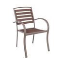 Serrano set Κήπου: Τραπέζι + 6 Πολυθρόνες, Μέταλλο Βαφή Sand Beige, Polywood Καρυδί