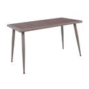 Serrano set Κήπου: Τραπέζι + 6 Πολυθρόνες, Μέταλλο Βαφή Sand Beige, Polywood Καρυδί