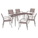 Serrano set Κήπου: Τραπέζι + 6 Πολυθρόνες, Μέταλλο Βαφή Sand Beige, Polywood Καρυδί