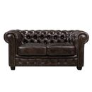 Chesterfield Birmingham Καναπές 2θέσιος Σαλονιού Καθιστικού,δέρμα Απόχρωση Καφέ