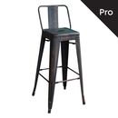Relix Σκαμπό bar-pro με Πλάτη, Μέταλλο Βαφή Antique Black