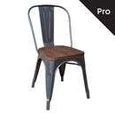 Relix Wood Καρέκλα-Pro, Στοιβαζόμενη, Μέταλλο Βαφή Antique Black,κάθισμα Dark oak