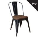 Relix Wood Καρέκλα-Pro, Στοιβαζόμενη, Μέταλλο Βαφή Μαύρο, Κάθισμα Dark oak