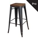 Relix Wood Σκαμπό bar-Pro, Στοιβαζόμενο, Μέταλλο Βαφή Antique Black,κάθισμα Dark oak