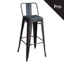 Relix Σκαμπό bar-pro με Πλάτη, Μέταλλο Βαφή Antique Black