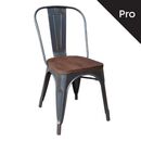Relix Wood Καρέκλα-Pro, Στοιβαζόμενη, Μέταλλο Βαφή Antique Black,κάθισμα Dark oak