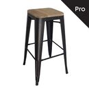 Relix Wood Σκαμπό bar-Pro, Μέταλλο Βαφή Antique Black, Απόχρωση Ξύλου Natural oak