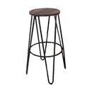 Arco Wood Σκαμπό Bar, Μέταλλο Βαφή Antique Black, Ξύλο Απόχρωση Dark oak