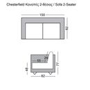 Chesterfield York Kαναπές 2θέσιος Σαλονιού - Καθιστικού, Ύφασμα Απόχρωση Καφέ Camel