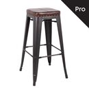 Relix Σκαμπό bar-Pro, Στοιβαζόμενο, Μέταλλο Βαφή Antique Black, pu Σκούρο Καφέ