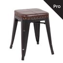 Relix Σκαμπό-Pro, Στοιβαζόμενο, Μέταλλο Βαφή Antique Black, pu Σκούρο Καφέ