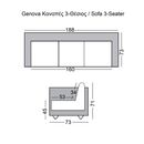 Genova Καναπές Σαλονιού Καθιστικού 3θέσιος, Inox pu Μαύρο