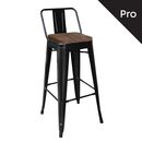 Relix Wood Σκαμπό bar-pro με Πλάτη, Μέταλλο Βαφή Μαύρο Μatte, Απόχρωση Ξύλου Dark oak