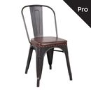 Relix Καρέκλα-Pro, Στοιβαζόμενη, Μέταλλο Βαφή Antique Black, pu Σκούρο Καφέ