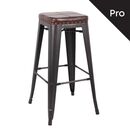 Relix Σκαμπό bar-Pro, Στοιβαζόμενο, Μέταλλο Βαφή Antique Black, pu Σκούρο Καφέ