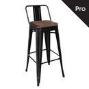 Relix Wood Σκαμπό bar-pro με Πλάτη, Μέταλλο Βαφή Μαύρο Μatte, Απόχρωση Ξύλου Dark oak