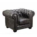 Chesterfield Birmingham Πολυθρόνα Σαλονιού Καθιστικού, Δέρμα Antique Grey