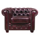 Chesterfield Birmingham Πολυθρόνα Σαλονιού Καθιστικού, Δέρμα Antique red