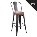 Relix Σκαμπό bar-pro με Πλάτη, Μέταλλο Βαφή Antique Black, pu Camel