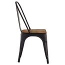 Relix Wood Καρέκλα Μέταλλο Βαφή Μαύρο Extra Matte, Κάθισμα Dark Oak, Στοιβαζόμενη