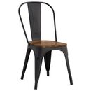Relix Wood Καρέκλα Μέταλλο Βαφή Μαύρο Extra Matte, Κάθισμα Dark Oak, Στοιβαζόμενη