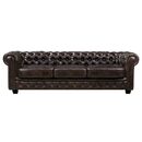 Chesterfield Birmingham Καναπές 4θέσιος Σαλονιού Καθιστικού, Δέρμα Καφέ