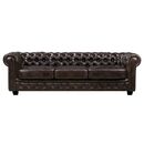 Chesterfield Birmingham Καναπές 4θέσιος Σαλονιού Καθιστικού, Δέρμα Καφέ