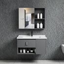 Idea-2 set Έπιπλο Κρεμαστό Μπάνιου Γκρι, Καθρέπτης + Πάγκος με Νιπτήρα και Μπαταρία