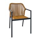 Dina Πολυθρόνα Βεράντας-Κήπου alu Ανθρακί, Rope Wicker Φυσικό, Στοιβαζόμενη