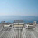 Rocco set Σαλόνι Κήπου 4τεμ, Μέταλλο Μπεζ, Rope Wicker Μπεζ, Μαξιλ.μπεζ, Γυαλί Μπεζ