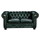 Chesterfield Birmingham Καναπές 2θέσιος Σαλονιού Καθιστικού,δέρμα Antique Green