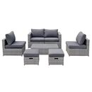 Bali set Wicker 6 Θέσεων: 1 Τραπέζι+1 Καναπέ 2θ+2 Σκαμπό +2 Καθίσματα 1θ, Απόχρωση Γκρι