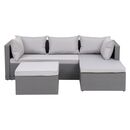 Corner set Wicker, Γωνία με Σκαμπό, Απόχρωση Ανοιχτό Γκρι