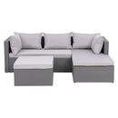 Corner set Wicker, Γωνία με Σκαμπό, Απόχρωση Ανοιχτό Γκρι