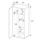 Ντουλάπα Δίφυλλη Oryana  Καρυδιά 90x210x62cm με 6 Ράφια