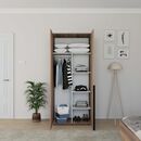 Ντουλάπα Δίφυλλη Oryana  Καρυδιά 90x210x62cm με 6 Ράφια