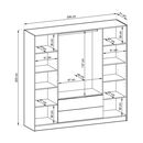 Nτουλάπα Τετράφυλλη Nelly Γκρι με Καθρέπτη 206x200x51cm