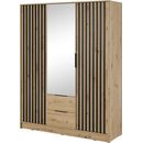 Ντουλάπα Τρίφυλλη Nelly Φυσικό Artisan με Καθρέπτη 155x200x51cm