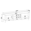 Έπιπλο Τηλεόρασης Wrap Λευκό Kazmir + Καρυδιά 180x52x39cm