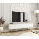 Έπιπλο Τηλεόρασης oro  Λευκό+ Χρυσό 175x53x32cm