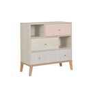 Alika Συρταριέρα με 3 Συρτάρια 94x41x95εκ. Whitewashed Chestnut/grey & Coral Print