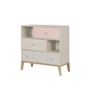 Alika Συρταριέρα με 3 Συρτάρια 94x41x95εκ. Whitewashed Chestnut/grey & Coral Print