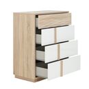 Curtys Συρταριέρα με 4 Συρτάρια 89x45x104εκ. Sonoma oak / Λευκή Γυαλιστερή Λάκα