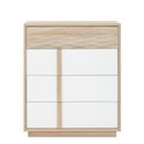 Curtys Συρταριέρα με 4 Συρτάρια 89x45x104εκ. Sonoma oak / Λευκή Γυαλιστερή Λάκα