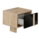 Curtys Κομοδίνο  36x42x42εκ. Sonoma Oak/ Μαύρη Γυαλιστερή Λάκα