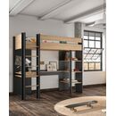 Duplex Mezzanine Κρεβάτι Μονό Ψηλό με Γραφείο & Βιβλιοθήκη 210x109x192εκ. Black/natural Chestnut