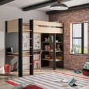 Duplex Mezzanine Κρεβάτι Μονό Ψηλό με Γραφείο & Βιβλιοθήκη 210x109x192εκ. Black/natural Chestnut