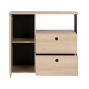 Duplex Συρταριέρα με 2 Συρτάρια & 1 Ντουλάπι 90x40x80εκ. Black/natural Chestnut