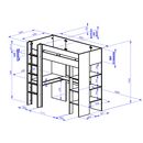 Duplex Mezzanine Κρεβάτι Μονό Ψηλό με Γραφείο & Βιβλιοθήκη 210x109x192εκ. Black/natural Chestnut